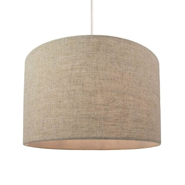 Modernt och stilrent naturligt linne 14 cm trumlampsk?rm i havregryn Maximum By Happy Homewares