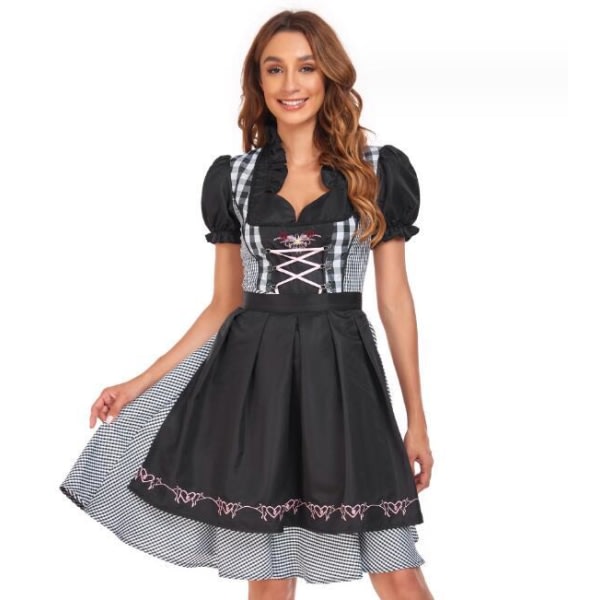 München Oktoberfest Svart klänning för naispuolinen Maid Dress M Cherry
