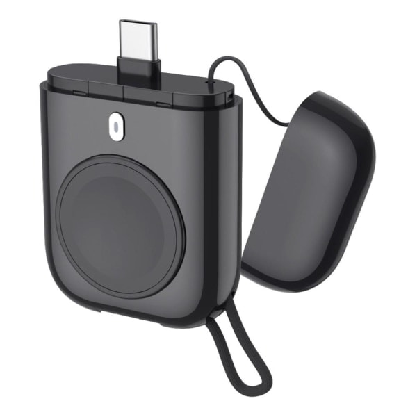 Qi Trådlös Powerbank för Apple Watch Series 7/6/5/4/3/2/1 2580mAh Svart