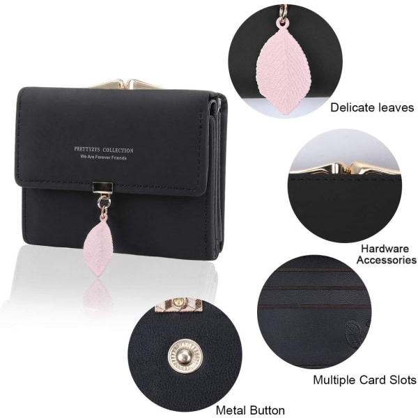 Plånbok för damer - KQueenStar Läderplånbok Dam Kreditkortshållare Damplånbok Case (Svart-F)