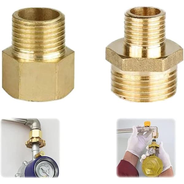 Messing Gasadapter Sæt 1/2 Til 1/4 3/4 Gevindforbindelse Med Tætningsringe Til Campingovne Griller Og Gaskomfurer