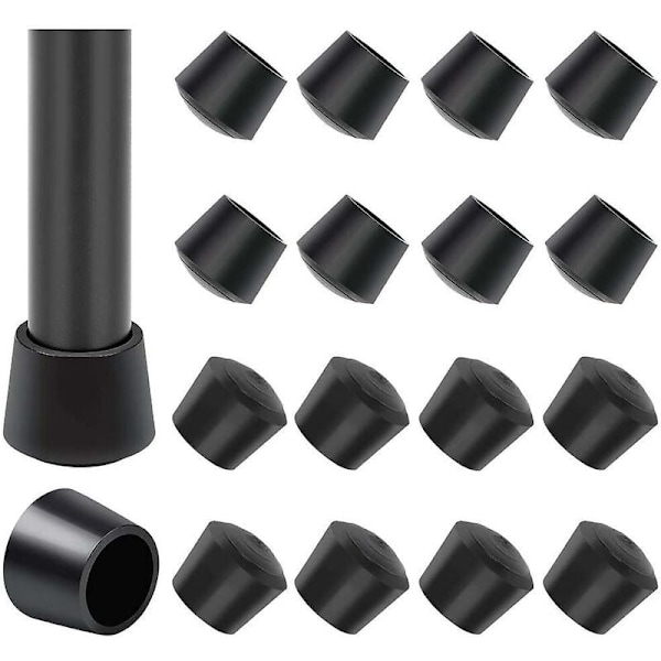16-pack Stolsbensskydd, Stolsbensskydd Gummi Stolsbensskydd Ändstycken, Innerdiameter - 1 tum / 25 mm, Svart