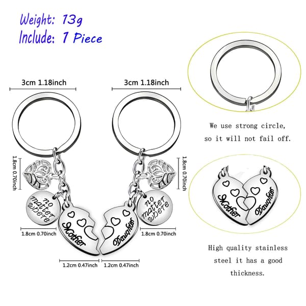 2 stk. Mor Datter Gave Kvinder Nøglering Sæt Uanset Hvor Mor Datter Vil Elske For Evigt
