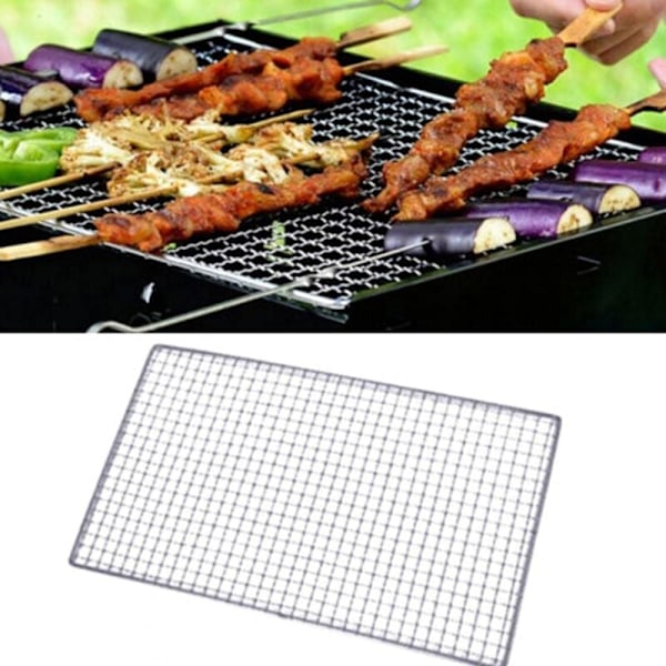 (25 x 40 cm) Kulgrill madlavningsnet, grillrist, rustfri stålgrill, 25 x 40 cm, 30 x 45 cm, 38 x 50 cm til udendørs have picnic, grill