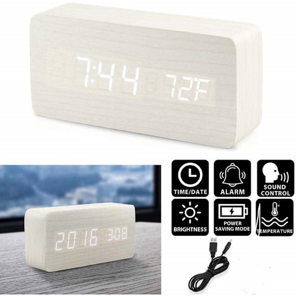 INF Digital LED Alarm Clock Vit Hvid