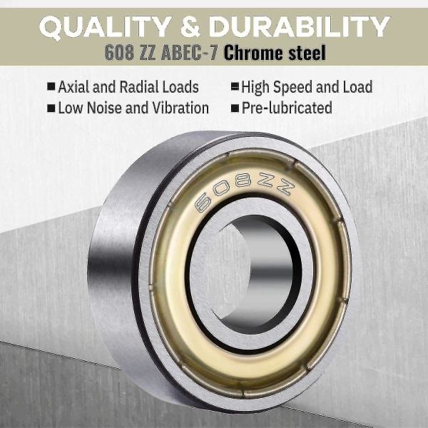 608zz Kuglelejer, Abec 7, 20 stk. Speed ​​Bearings Kvalitetslejer til ruller, skateboard, longboard, waveboard