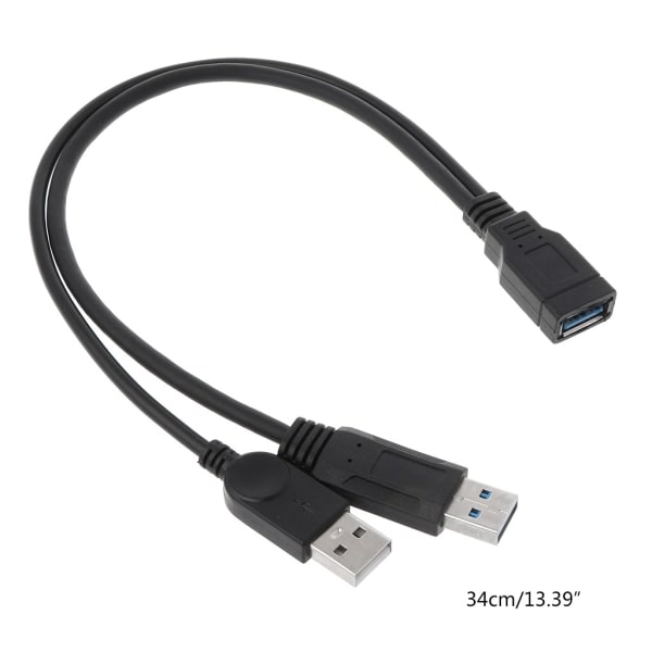 USB 2.0 -kaapeli, USB-jakaja, 2 naarasta USB-uros virtalähteellä