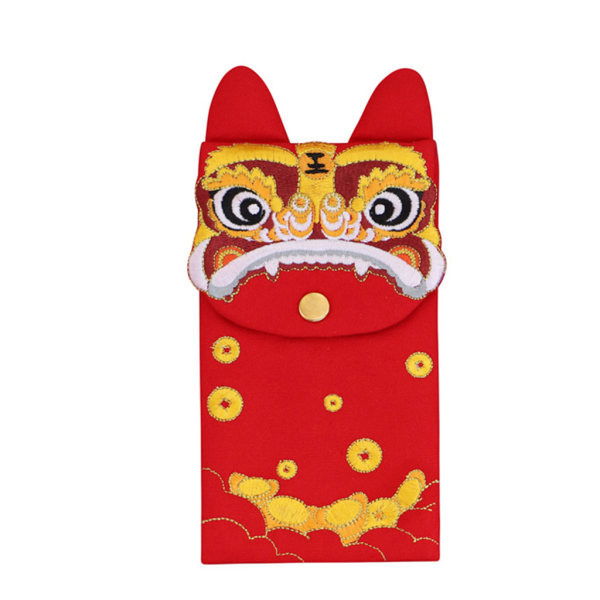Kinesiska Röda Kuvert HongBao Presentpappersväska Broderad Tiger Lycka Pengar-fickor