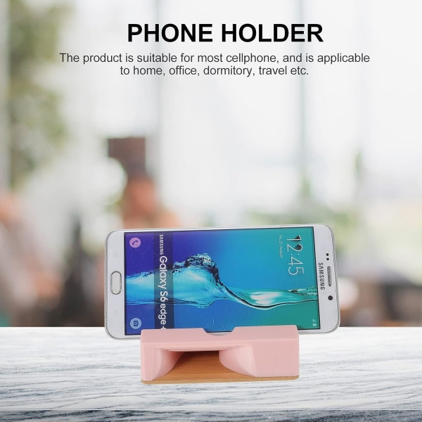 Galaxy Mobiltelefonhållare Högtalarställ Förstärkare Bärbar Trä Mobiltelefondocka (Rosa)