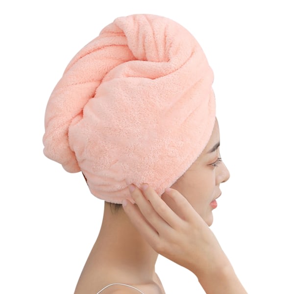 TG 2-pack mikrofiberhårtorkhanddukar Tjock cap rosa