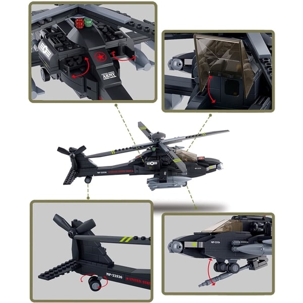 TG Militære blokke Army Bricks Legetøj - Ah-64 Apache Helikopter