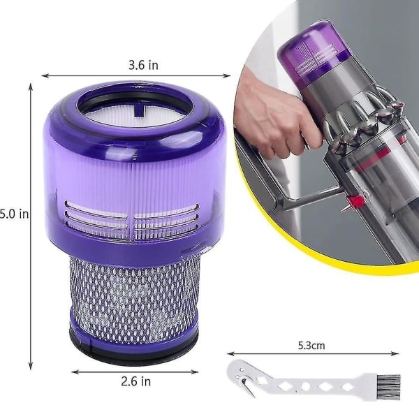 2-pakkisuodatin Dyson V11 V15 Sv14 Sv22:lle, pestävä vaihtosuodatin