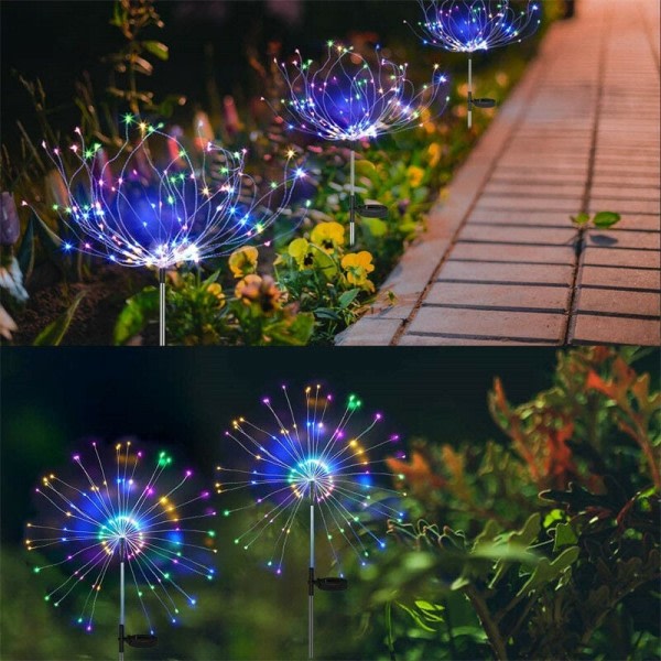 Galaxy Solcellsdrivet marklys koppartråd 2 positioner 150 LED-lamper dekorative græsmattor udendørs， til indendørs og udendørs, semesterdekoration