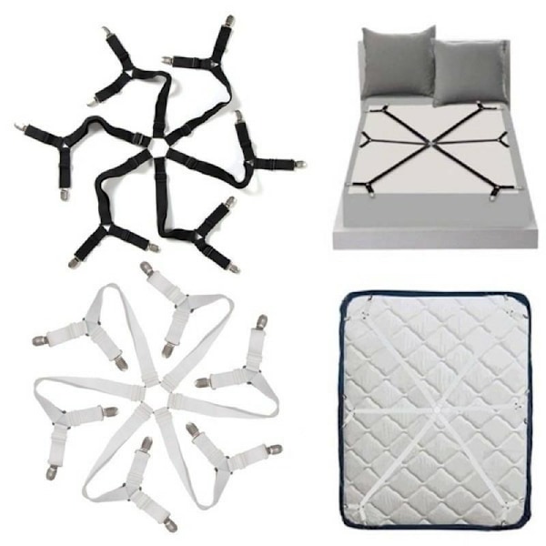 Justerbar lakenholder dyneholder duk sofa trekk laken spenne telt metall fast lakenklemme White Four clamps one