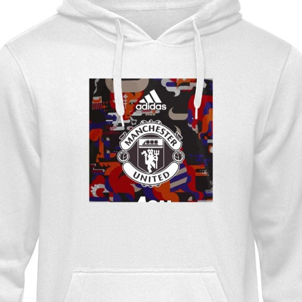 Barn Hoodie Manchester United F.C. Hvid 7-8 År 7-8 Vuotta
