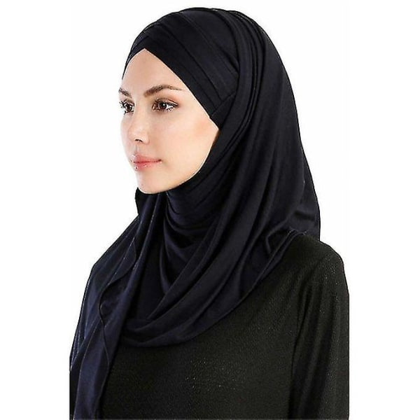 Monokrom skjerfhatt En integrert muslimsk skjerfhatt Cap Svart