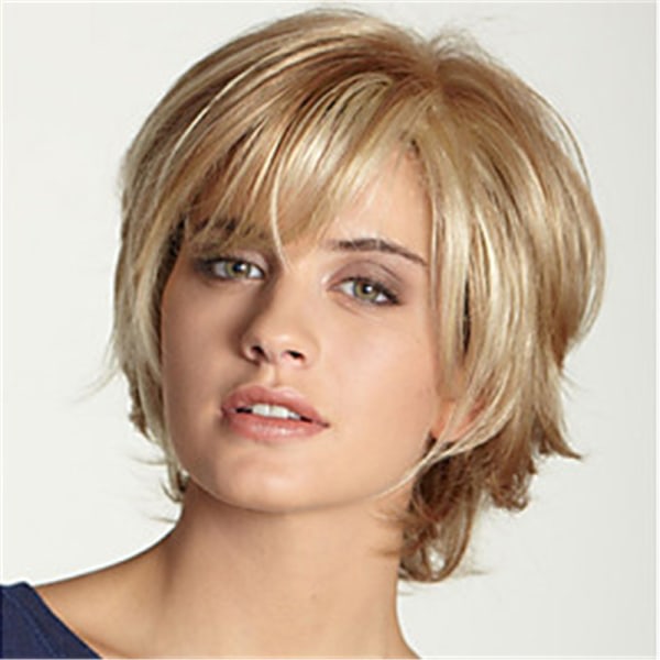 TG Femme brun blond dégradé fluffig personnalité courte cheveux bouclés perruque couvre-tête brun perruque