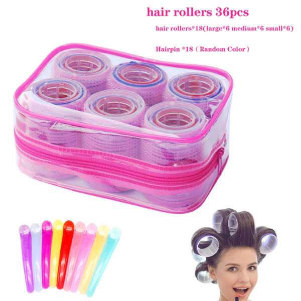 TG Self Grip Hair Rollers Set, med frisörrullare (stor,