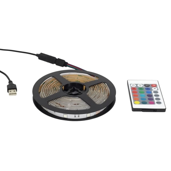 LED-stripe med fjernkontroll - RGB - 5 meter Transparent
