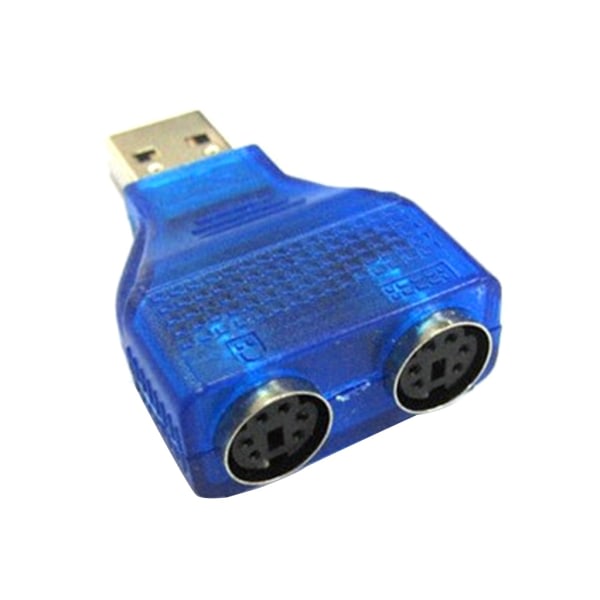 USB 2.0 - PS 2 omvand-adapter Blue med chip for din PS/2 tangentbord/muskabel