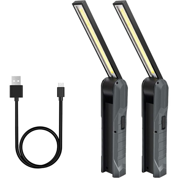 Genopladelig LED Arbejdslampe, 5 Tilstande Arbejdslampe, Mekanikerlampe, Foldbar Lommelygte, Lampe med Magnetisk Base, Inspektionslampe til Camping, Bilreparation, Grå