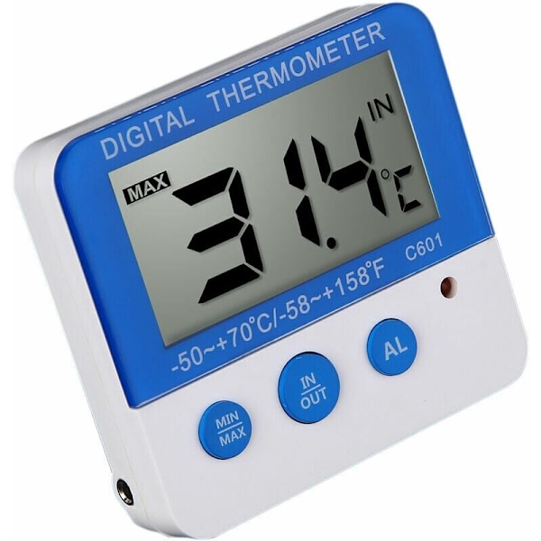Digital Kylskåpstermometer med Alarm och Max/Min Temperatur Lättläst Digital LCD, från DEBUNS