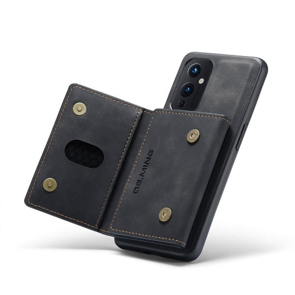 DG.MING 2-i-1 Vikbart Plånboksfodral & Magnetiskt Skal för Oneplus 9 Svart