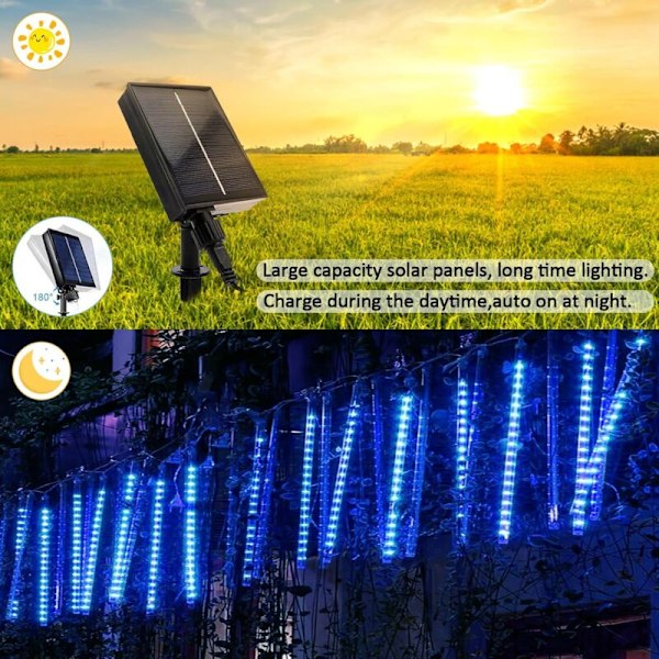 Solar Meteorregn Ljusslinga, 10 Rör Vattentät med Fjärrkontroll för Julgran, Trädgård, Bröllopsfest, Heminredning