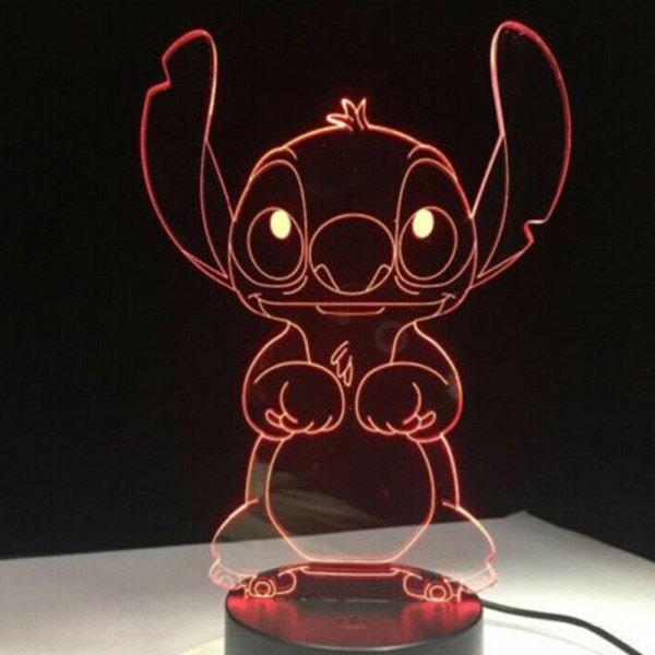 3D Cartoon Stitch Nattlampa 7 Färgbyte LED-lampa Touch