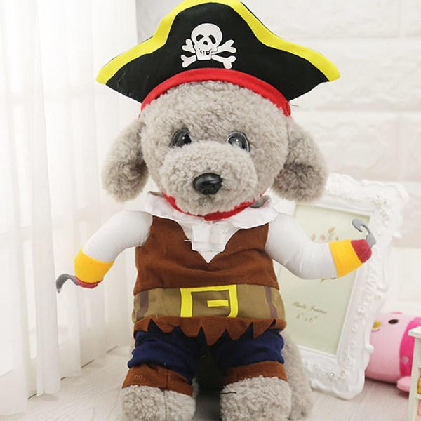 Rolig kattpiratdräkt - Karibisk stil, Cosplay-festdräkt för husdjur med hatt, (storlek M)