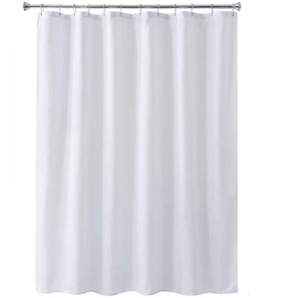 styk 100 x 200 cm, hvid, hvidt bruseforhæng, vandtæt og mugresistent, badeværelsesgardiner med rustfri øjer og kroge