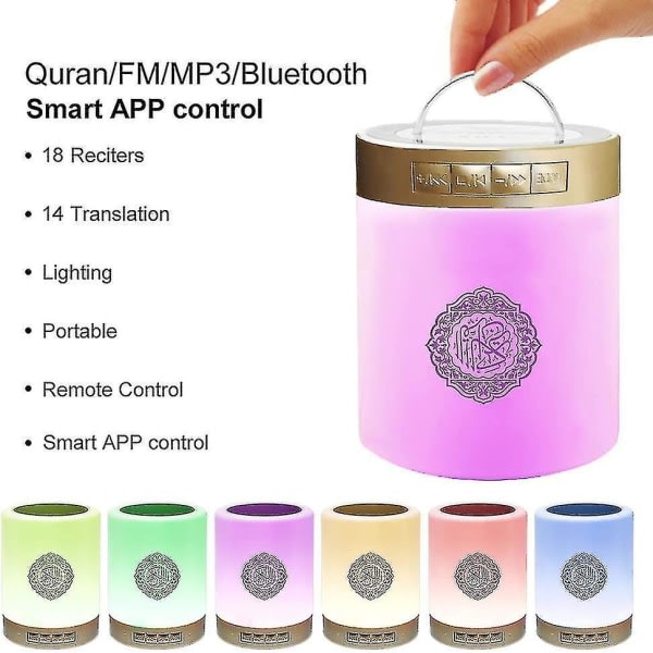 Koranens peklampa med mobilappkontroll Bärbar Bluetooth -koranhögtalare