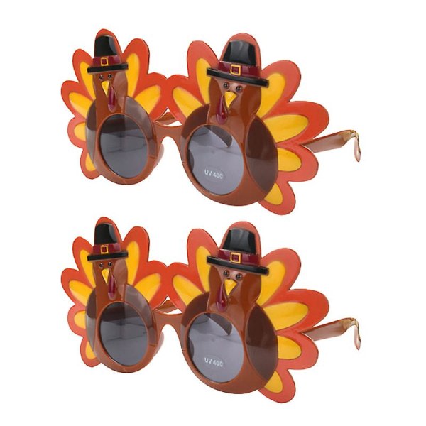 2 stk Creative Turkey Herreglass Thanksgiving Briller Cartoon Solbriller Briller Thanksgiving Glad Kostymefest