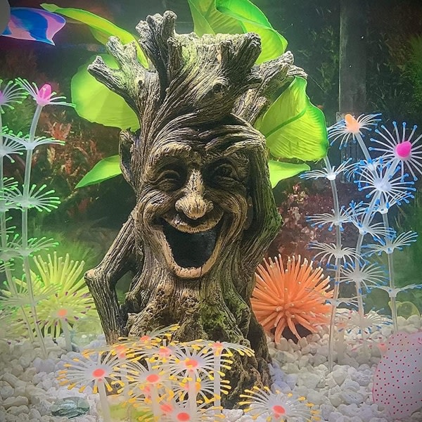 TG Akvarium realistisk trä dekoration staty fisk kan simma igenom