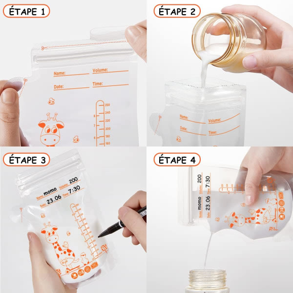 Förvaringspåsar för bröstmjölk - 30 st, 250 ml - SYMPA Design - Mjölk