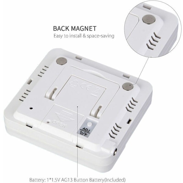 Digital Kylskåpstermometer med Alarm och Max/Min Temperatur Lättläst Digital LCD, från DEBUNS