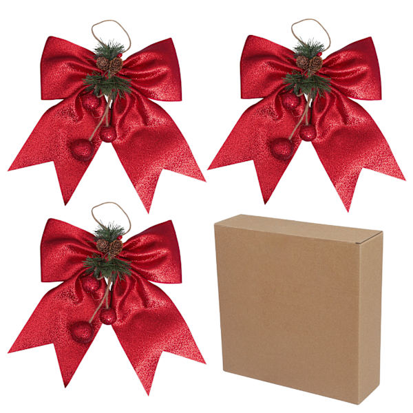 Populär ny stor julrosett julgransdekoration rosett tallkotte julrosett hänge 3PCS