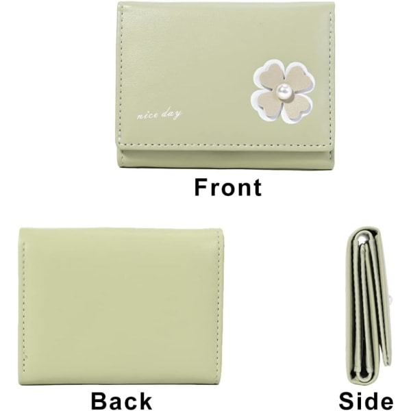 Galaxy Blommig pärlplånbok Cash Pocket ID Trifold plånbok dam (grön, blommig pärla)