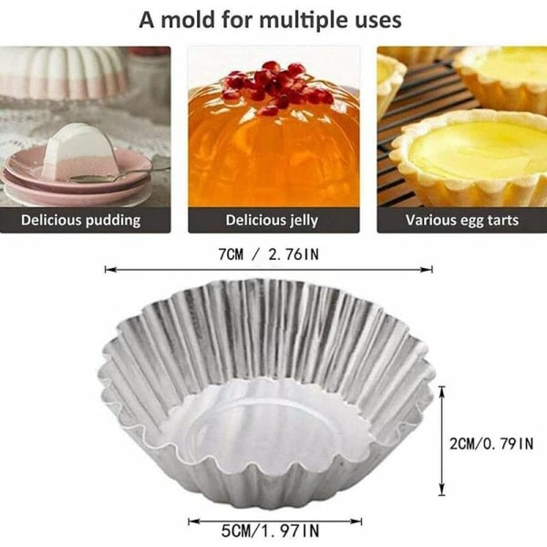 50 st Konserverad järnmuffins tårtaformar Molds Non-stick Återanvändbara bakformar DIY Bakning Ägg tårta Form Kök,Silver