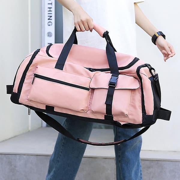 Large Capacity Suitcase - Duffel Bag with Wet/Dry Compartment and Reinforced Backpack Straps Pink_yux Pink