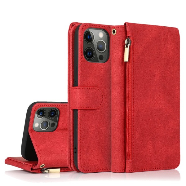 TG iPhone 12 Pro Max - Elegant Plånboksfodral (Floveme) Röd