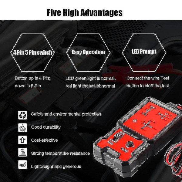 Bilrelätestare 12V Elektronisk Bilrelätestare Universal för Automatisk Batterikontroll Generatoranalysator Diagnostikverktyg