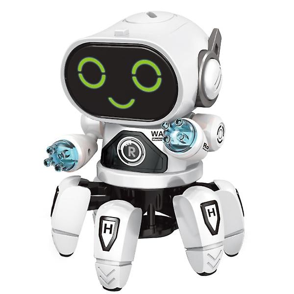 Seksbenet intelligent robot DIY Elektrisk let musikdans (hvid)