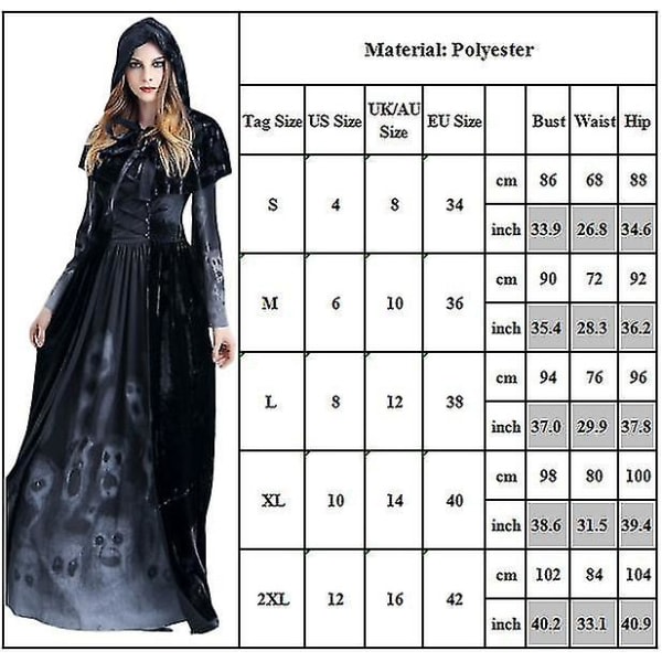 TG Halloween Kostume Hexe Kappe Kjole Halloween Kostumer Til Kvinder Cosplay Kostumer M