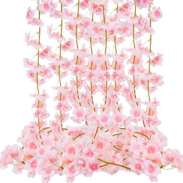 Galaxy Förpackning med 4 x 1,7-1,8 m konstgjorda blommor, körsbärsblommiga krans, hängande silkesblommor