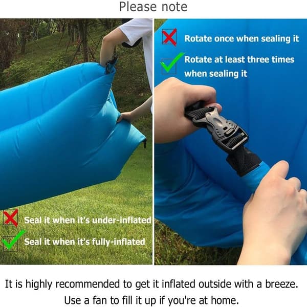 Oppustelig Lounger Luftstol Sofaseng Sovepose Sofa til Strand Camping Sø Have (Blå)