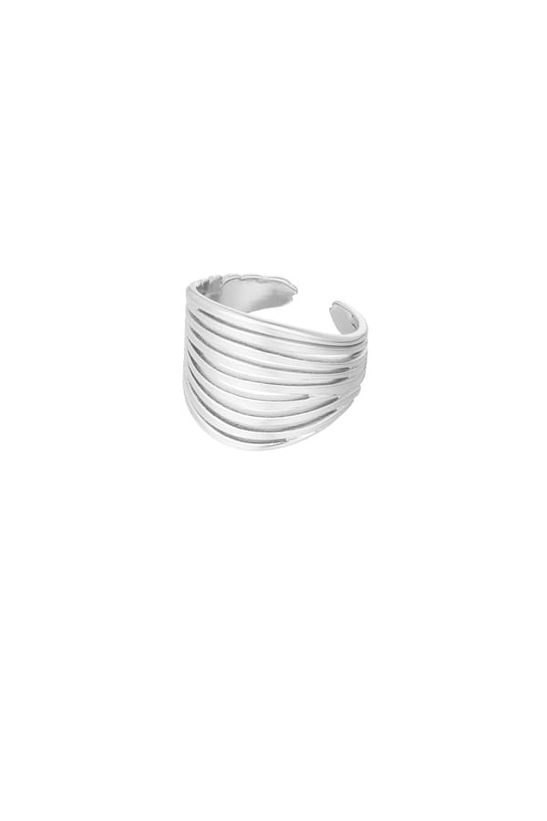 Ring i rostfritt stål med snittlinjer - Silver - Justerbar Silver Silver