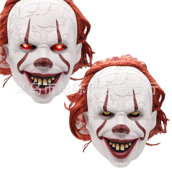 Glødende klovnemaske cosplay Halloween horror hodeplagg tilbake sjel klovnemaske ny tilbake sjel klovn Smiling Clown【Smile Glow】