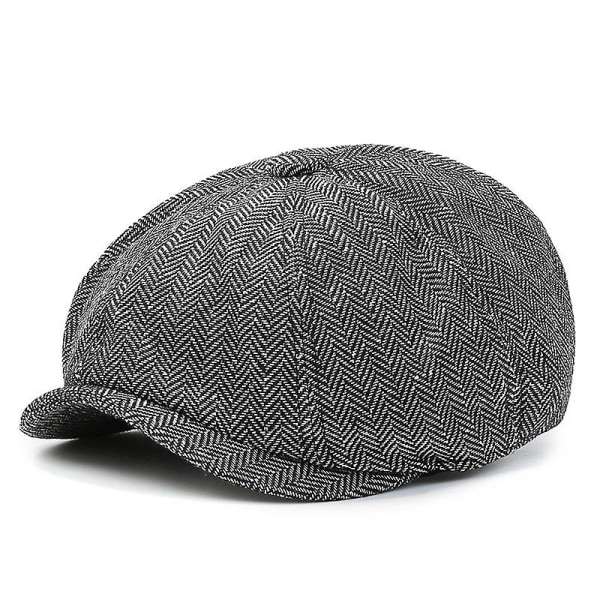 Sztxj Newsboy Style Platt Cap Spisshatt Herr Dame Svart Panel Peaky Cap Tweed Retro Platt Keps Gatsby Cap