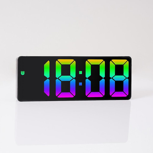 Digital vekkerklokke, stor LED-speilvisning, temperaturvisning, egnet for soverom, hjem, kontor, fargenummer